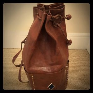 Handmade Leather Drawstring Backpack